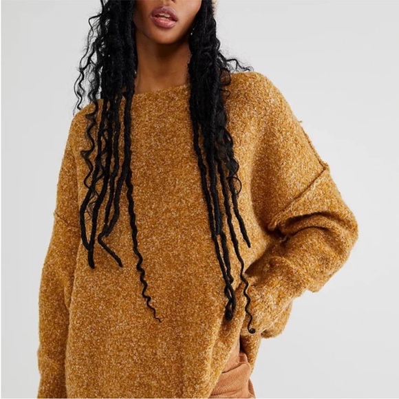 Free People Sweaters - Free People Moira Honeycomb Wool Blend Sweater Slouchy Oversized Tunic Sz Small